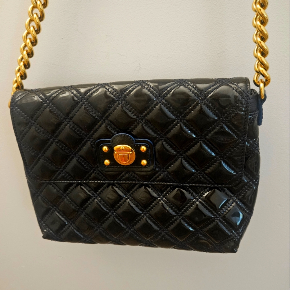 Marc Jacobs Blue Patent leather Quilted Shoulder Bag